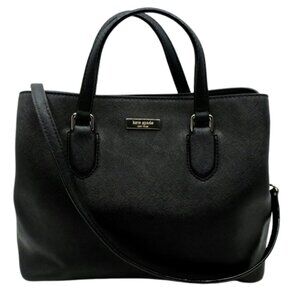 KATE SPADE~Laurel Way Evangelie~Black Leather~3 COMPARTMENT SATCHEL TOTE BAG